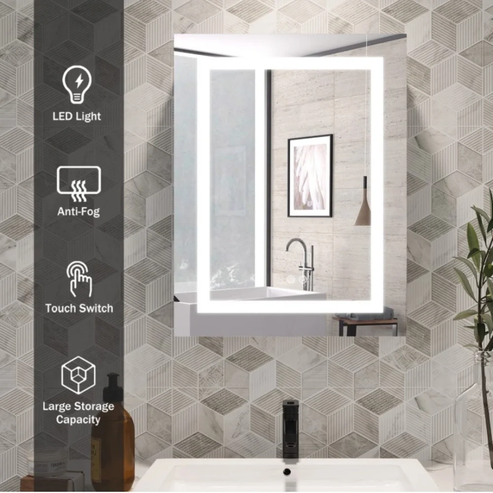 Bathroom Medicine Cabinet with Lights, LED Medicine Cabinet with Mirror